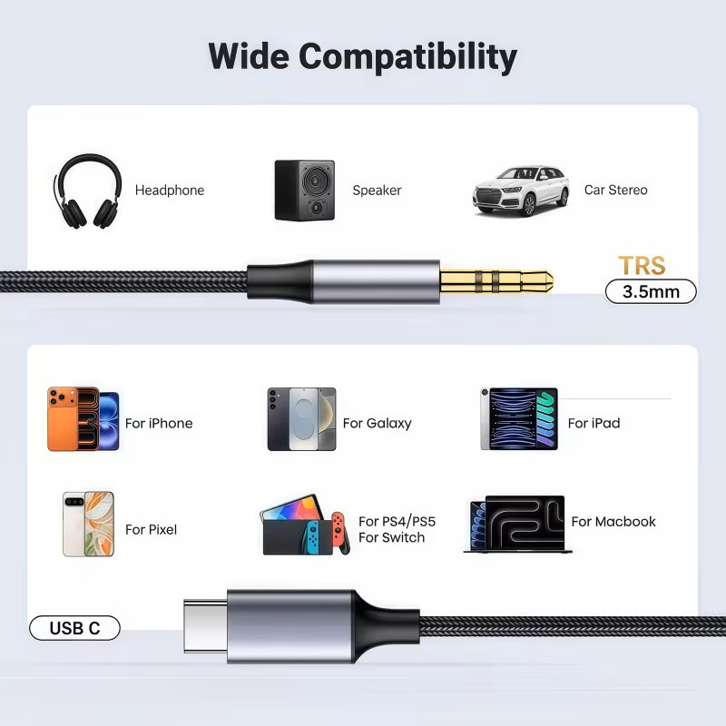 Premium Type C to 3.5mm Hi Fi Audio AUX Cable