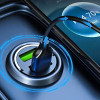 Mini Fast Charging Car Adapter with Embedded Type-C Cable and Dual Ports