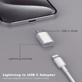 Lightning Female to USB-C Male Adapter – Suitable for Charging and Data Transmission