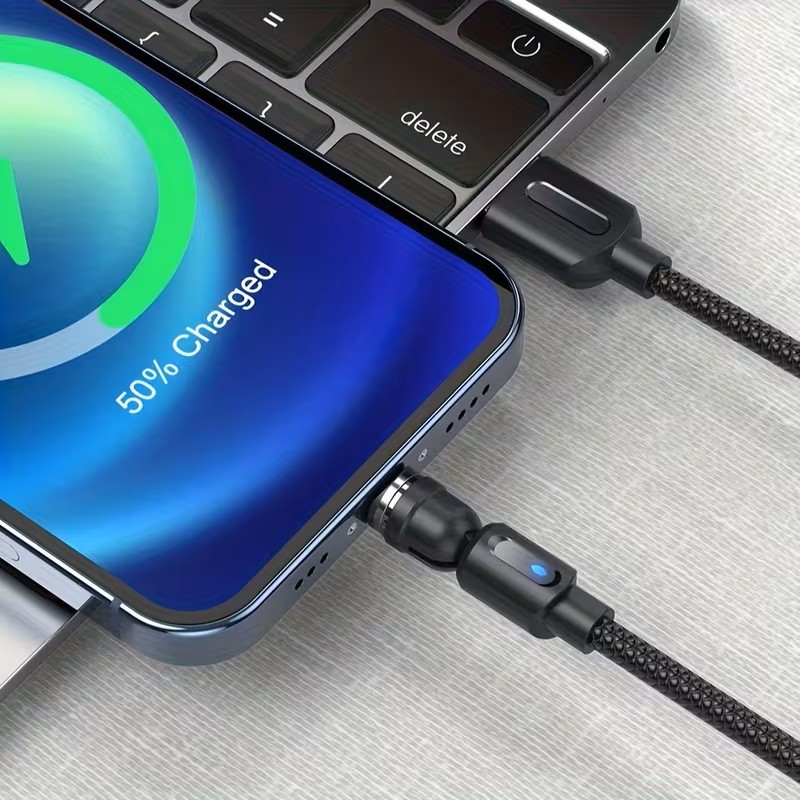 360 Degree Rotating Magnetic Type C Fast Charging Cable