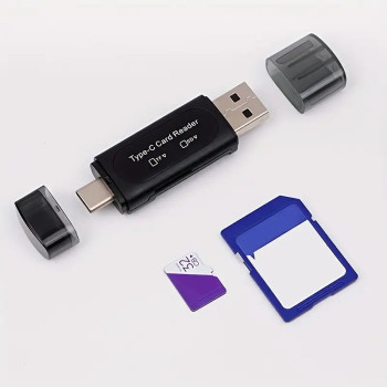 4-in-1 USB-C to USB-A SD/TF Memory Card Reader for Fast Data Transfer
