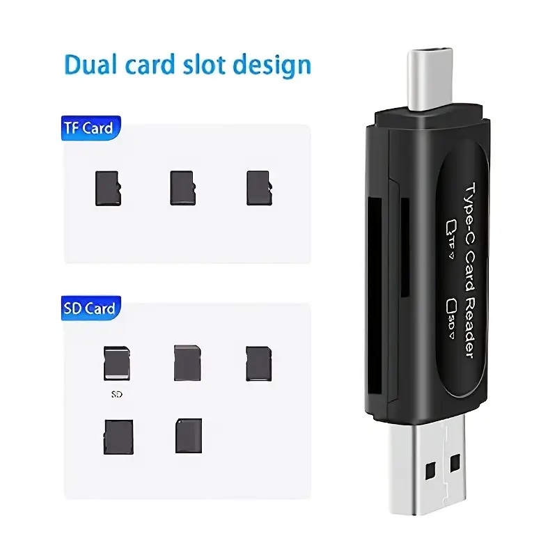 4-in-1 USB-C to USB-A SD/TF Memory Card Reader