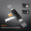 5-in-1 USB OTG Multi-Port SD and TF Card Reader