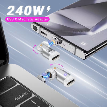 240° Magnetic OTG Adapter with 540° Rotation for Type-C, Android and iPhone Devices