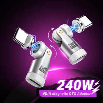 240° Magnetic OTG Adapter with 540° Rotation for Type-C, Android and iPhone Devices