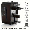 Universal Travel Adapter with USB & Type-C – All-in-One Worldwide Plug Adaptor for UK, EU, USA & Australia