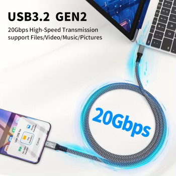 240W USB-C to USB-C Fast Charging Cable with 20Gbps High-Speed Data Transfer