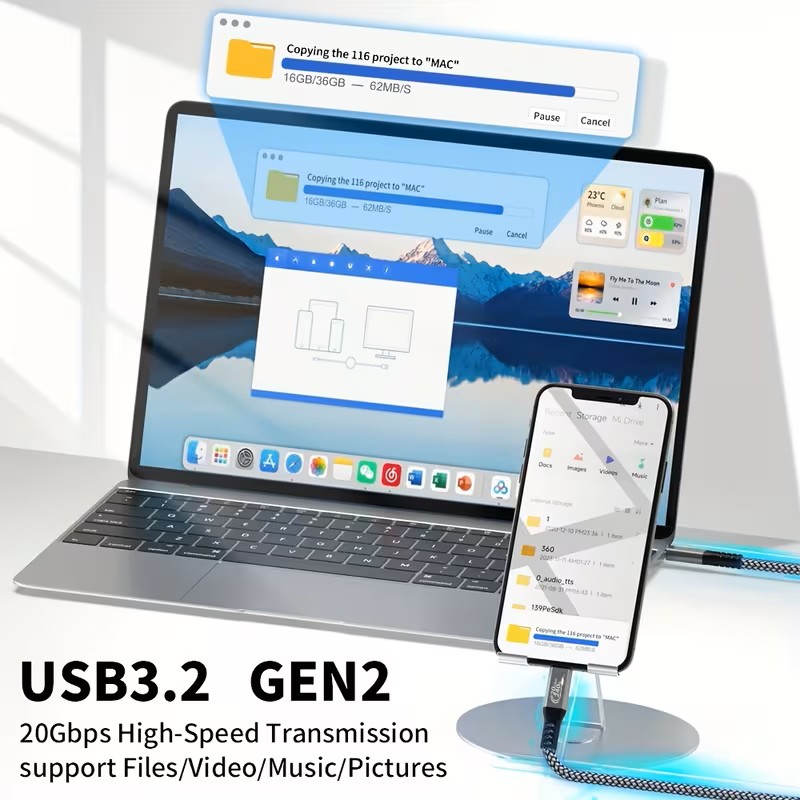 240W USB-C to USB-C Fast Charging and Data Transfer Cable
