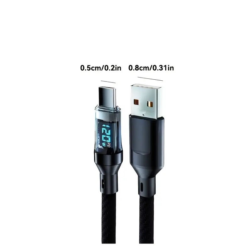 120W Super Fast Charging USB-C Cable with LED Display, High-Speed Data 120W Super Fast Charging USB-C Cable with LED Display, High-Speed Data