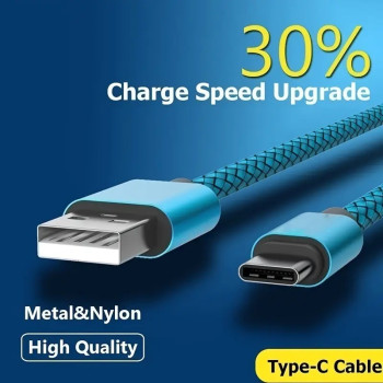 USB Type-C Fast Charging Cable – High-Quality Nylon Braided, Durable and Tangle-Free for Safe, Quick Charging