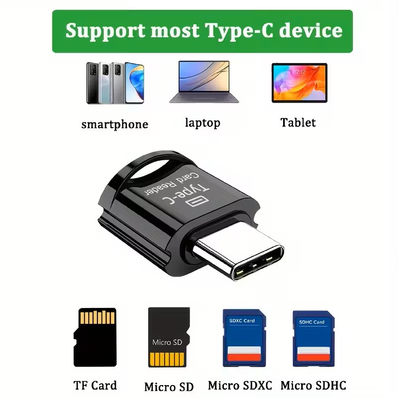2 in 1 USB C Micro SD OTG Card Reader with Key Ring