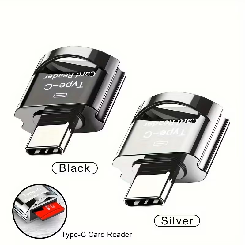 2 in 1 USB C Micro SD OTG Card Reader with Key Ring