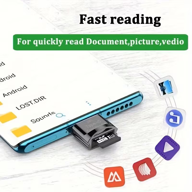 2 in 1 USB C Micro SD OTG Card Reader with Key Ring