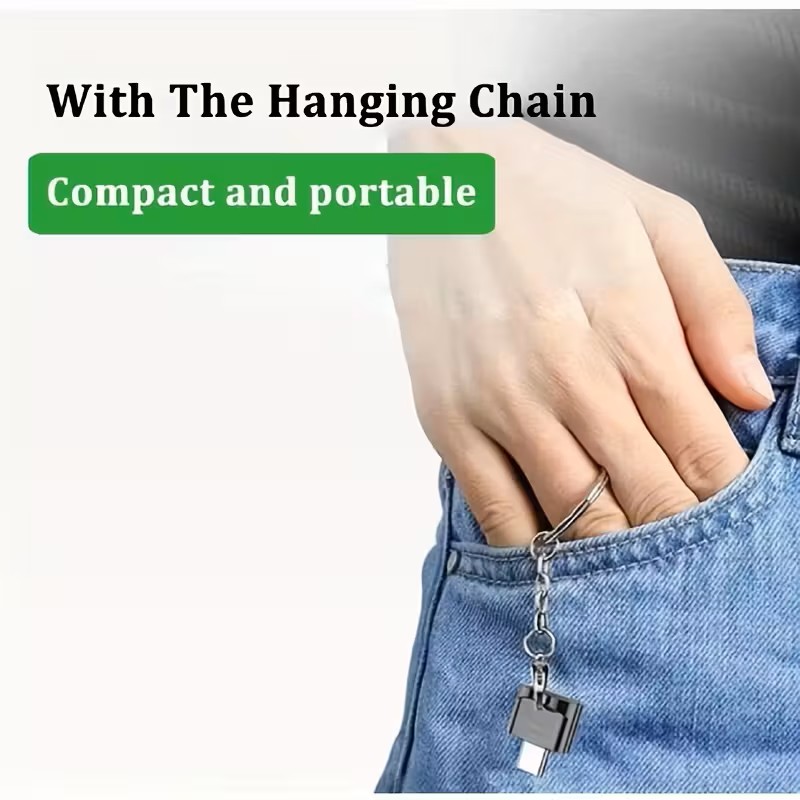 2 in 1 USB C Micro SD OTG Card Reader with Key Ring