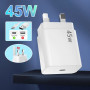 45W Super Fast Charger Plug USB Type C Adapter UK PD 3.0