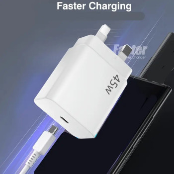 45W Super Fast Charger Plug USB Type C Adapter UK PD 3.0