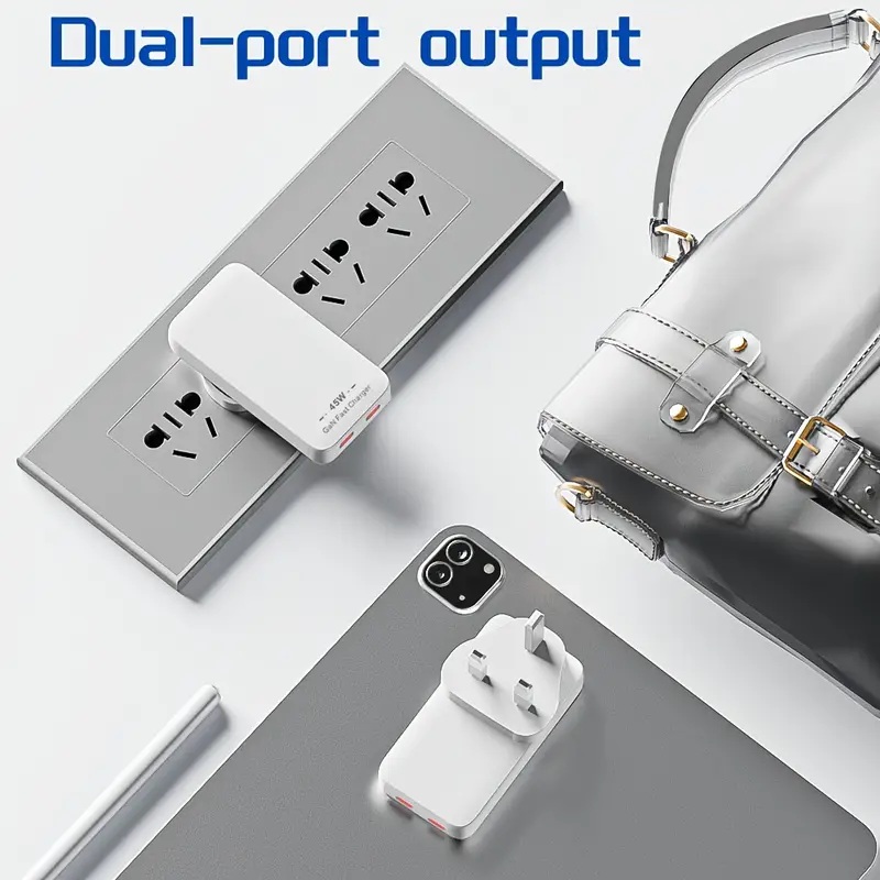 45W Double USB-C Flat Charger – Fast Power for All Devices