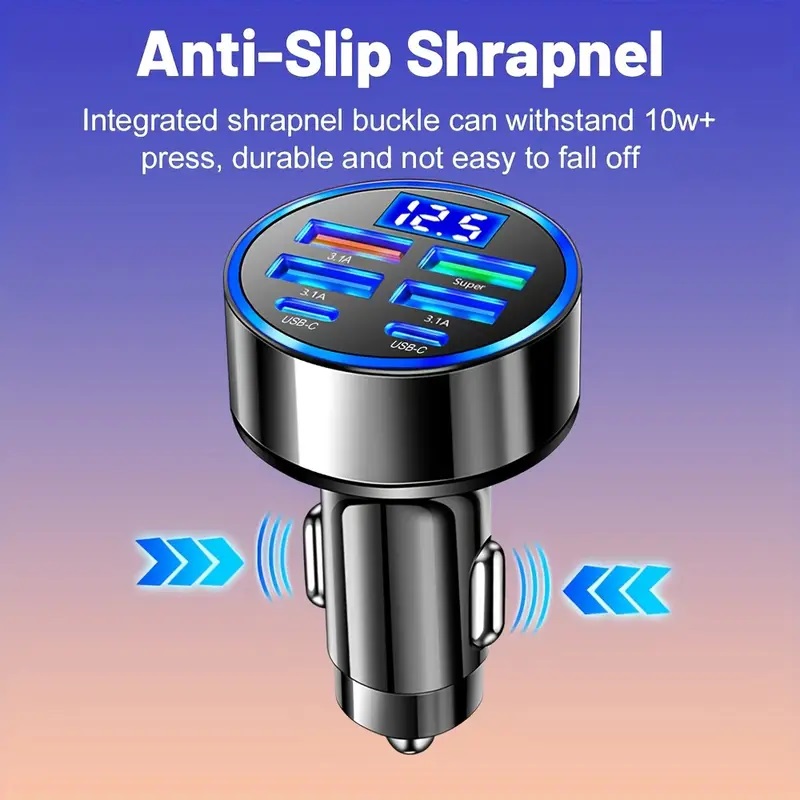 Multi-Port 2PD 4USB Fast Charging Car Adapter