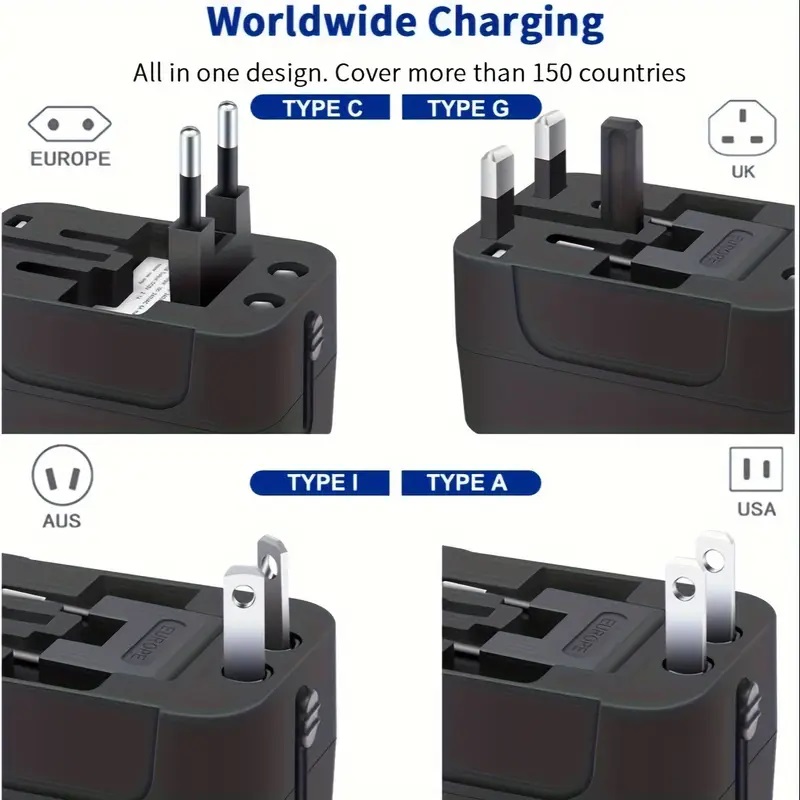 Universal Travel Adapter with Dual USB Charging Ports - Worldwide Use Universal Travel Adapter with Dual USB Charging Ports - Worldwide Use