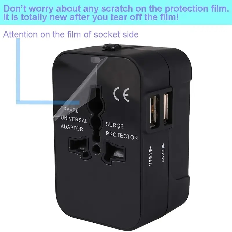 Universal Travel Adapter with Dual USB Charging Ports - Worldwide Use Universal Travel Adapter with Dual USB Charging Ports - Worldwide Use
