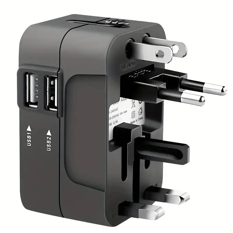 Universal Travel Adapter with Dual USB Charging Ports - Worldwide Use Universal Travel Adapter with Dual USB Charging Ports - Worldwide Use