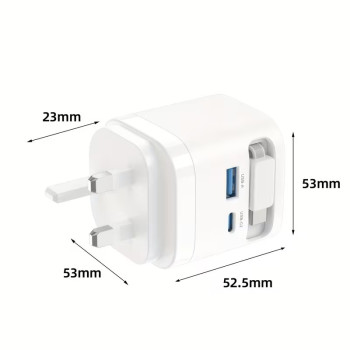35W USB C GaN Fast Charger with Retractable Type C Cable UK Plug