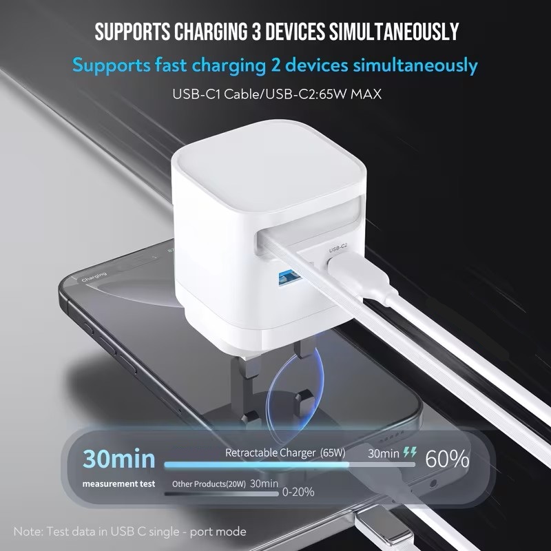 35W USB C GaN Fast Charger with Retractable Cable 35W USB C GaN Fast Charger with Retractable Cable