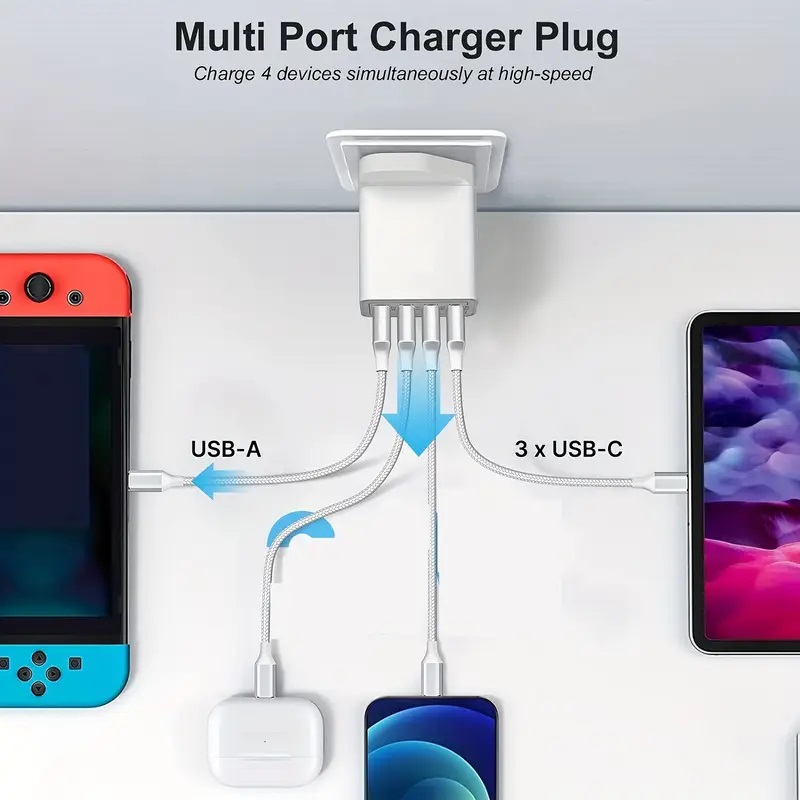 4-Port USB Quick Charge 3.0 Fast Charger Plug with UK Plug 4-Port USB Quick Charge 3.0 Fast Charger Plug with UK Plug