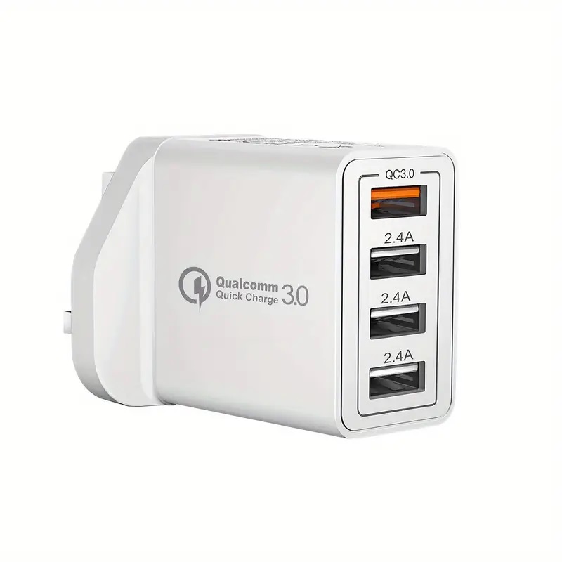 4-Port USB Quick Charge 3.0 Fast Charger Plug with UK Plug 4-Port USB Quick Charge 3.0 Fast Charger Plug with UK Plug