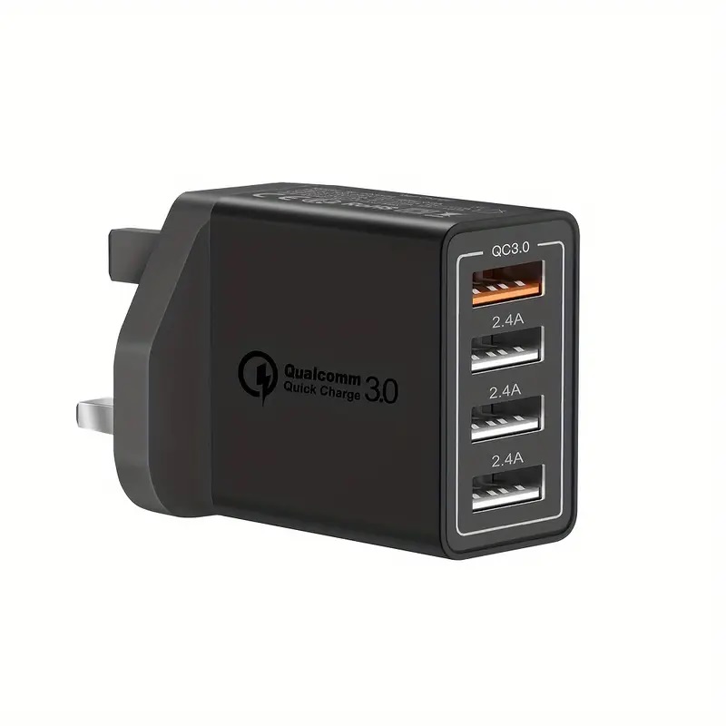 4-Port USB Quick Charge 3.0 Fast Charger Plug with UK Plug 4-Port USB Quick Charge 3.0 Fast Charger Plug with UK Plug