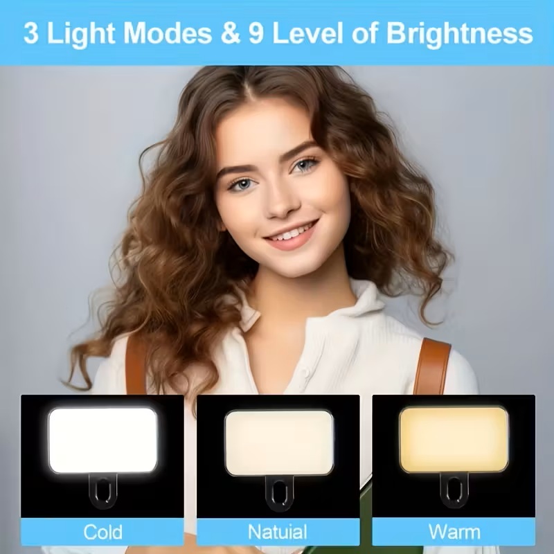 Mini Portable LED Selfie Light with Adjustable Brightness Mini Portable LED Selfie Light with Adjustable Brightness