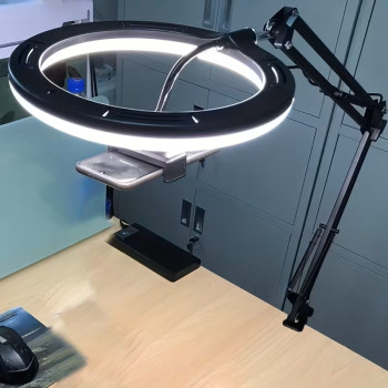 Selfie Ring Light with Phone Holder and Adjustable Table Arm Stand