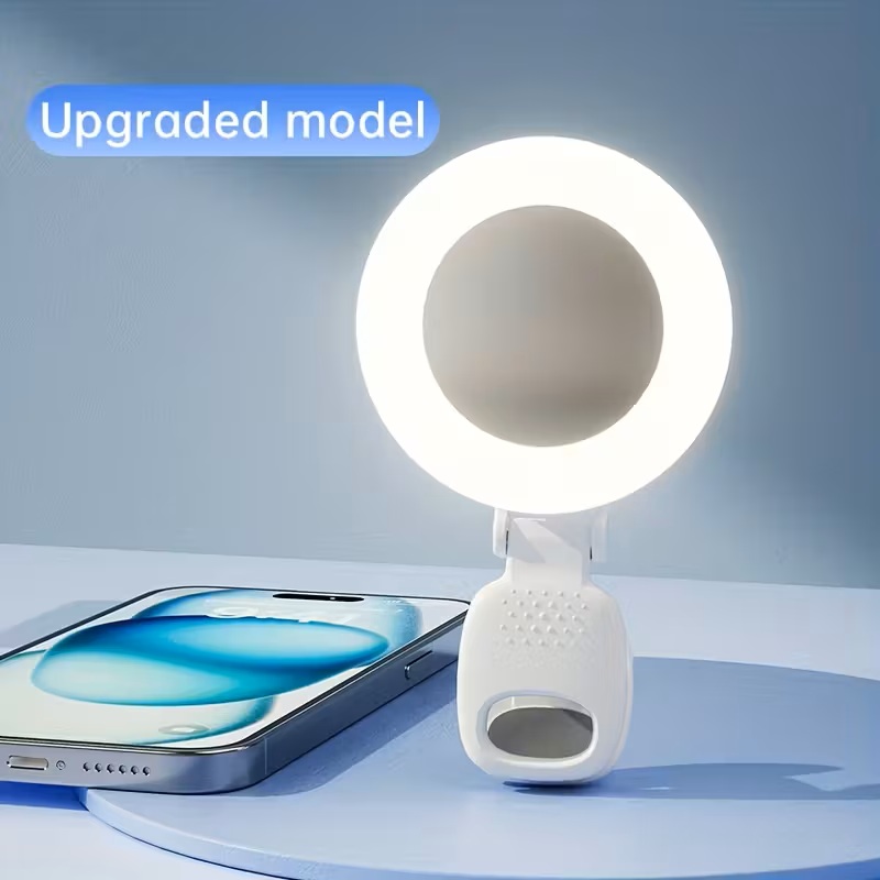 Rechargeable Selfie Light with Mirror and Adjustable LED Modes Rechargeable Selfie Light with Mirror and Adjustable LED Modes