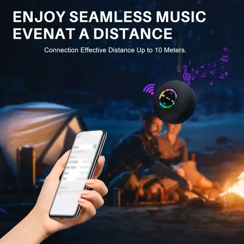 Portable Wireless Bathroom Speaker with RGB Light and Suction Cup Portable Wireless Bathroom Speaker with RGB Light and Suction Cup