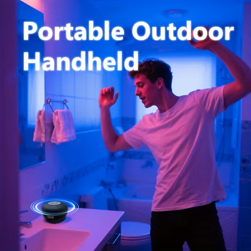 Portable Wireless Bathroom Speaker with RGB Light and Suction Cup Portable Wireless Bathroom Speaker with RGB Light and Suction Cup