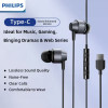 PHILIPS Type C Noise Cancelling Wired Earphones with HD Mic