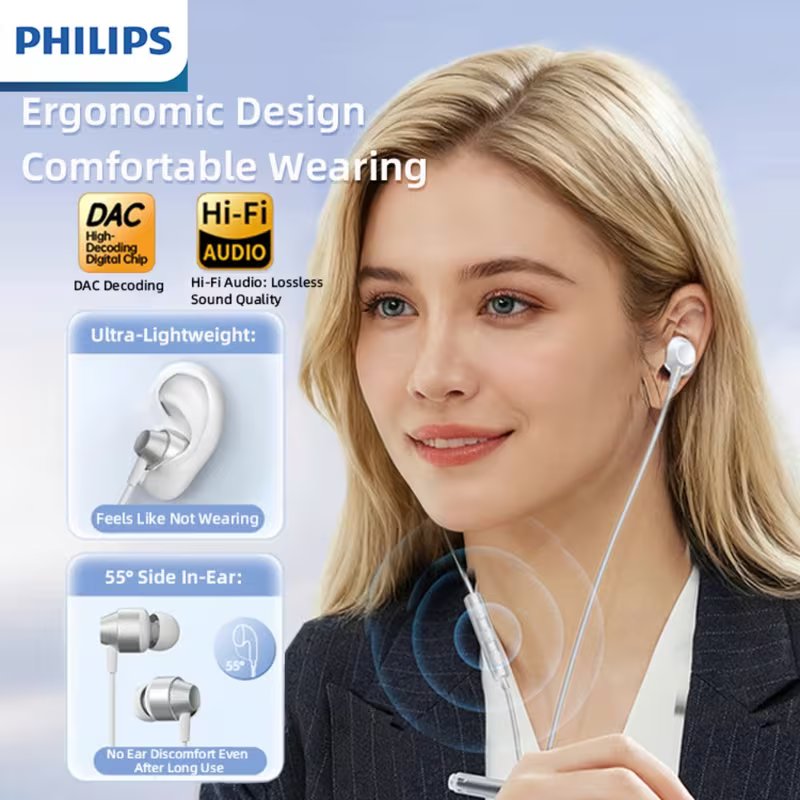 PHILIPS Type C Noise Cancelling Wired Earphones with Mic